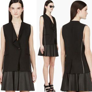 Helmut Lang Pierce Buttoned Origami Vest Black Size Medium Minimalist Drape Wool